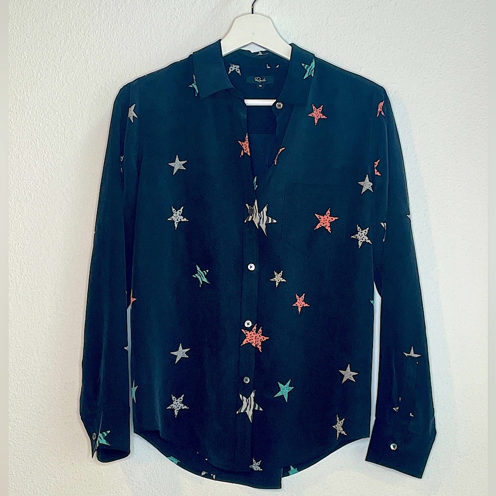 Rails. XS. Long sleeve blouse. Black silk.